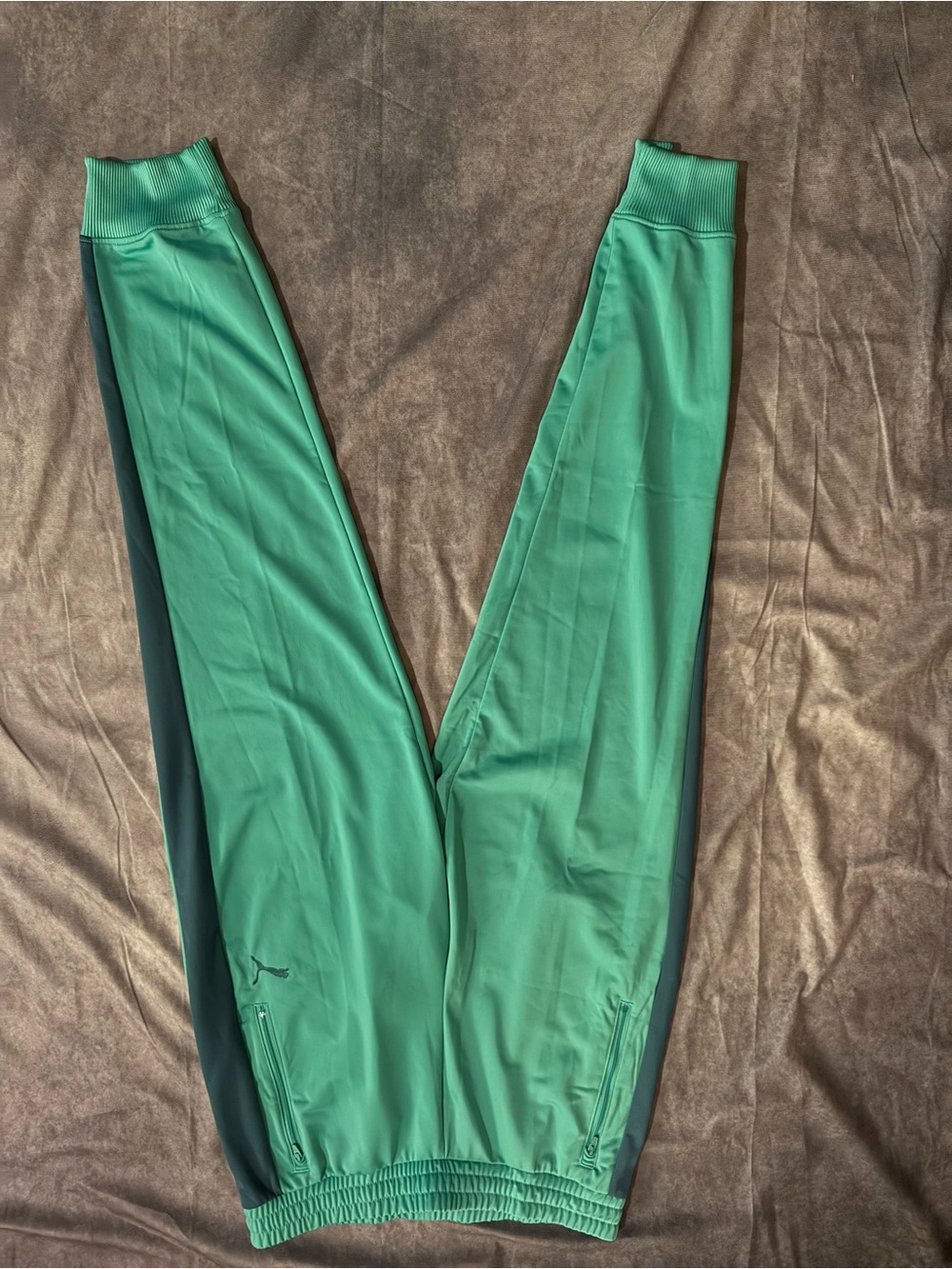 Re/Done Mint Green Track Joggers with Dark Side Panels